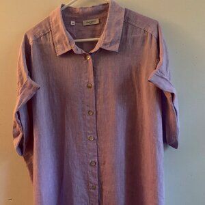 NWOT Zanetti 1965 Woman's Shirt 100% linen Fabric in soft lilac  Oversized XL